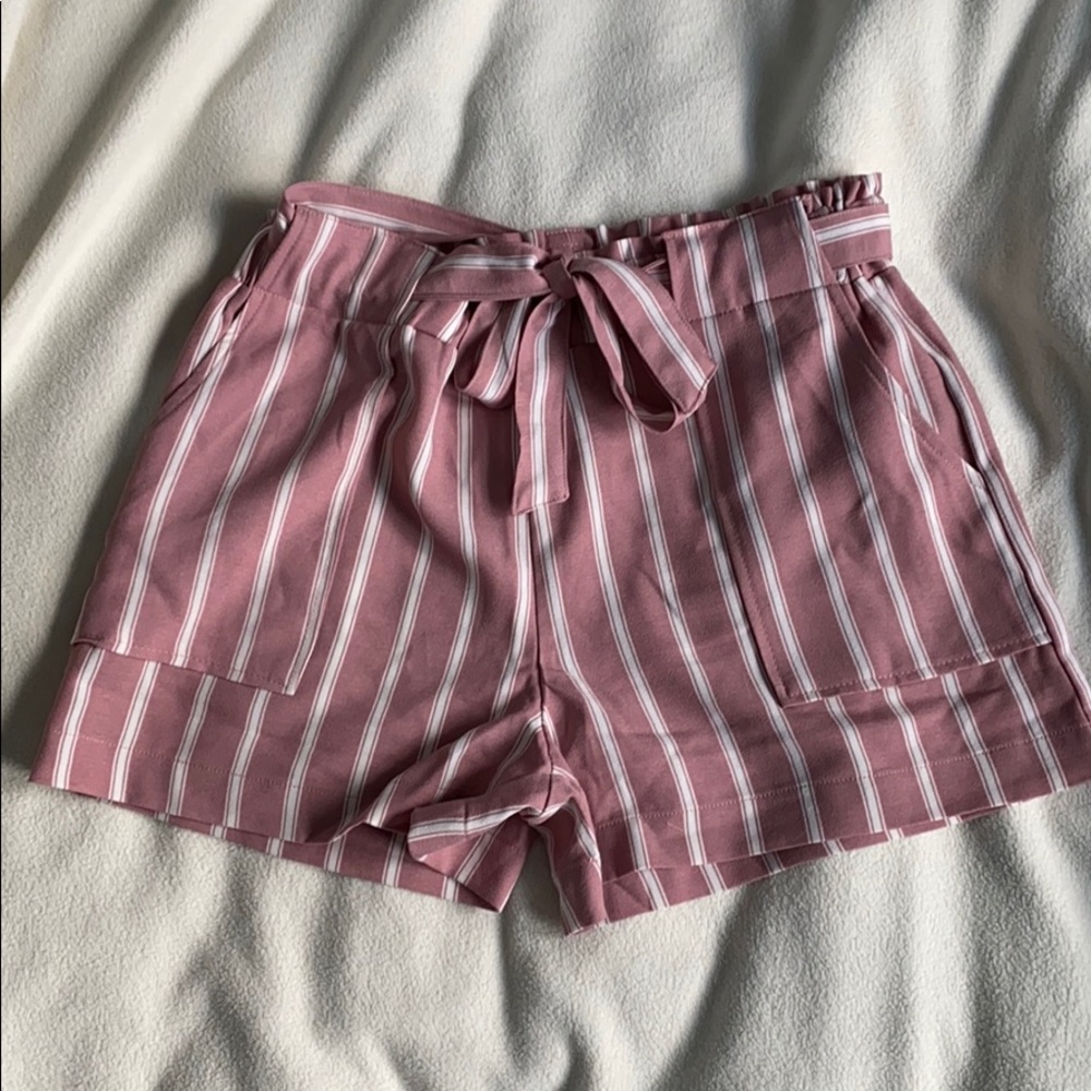 Pink and white pin stripe shorts
